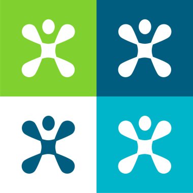 Abstract Shape Flat four color minimal icon set