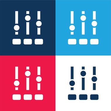 Mavi ve kırmızı dört renk simgesi setini ayarla