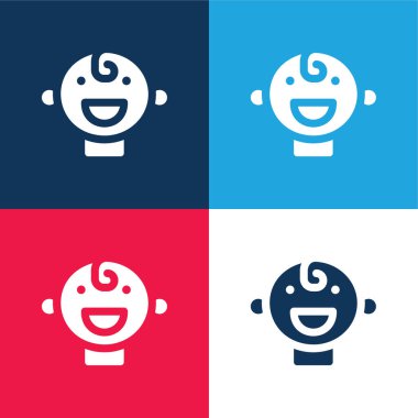 Bebek mavisi ve kırmızı dört renk simgesi seti