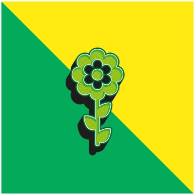 Çiçek Yeşili ve Sarı 3D vektör simgesi