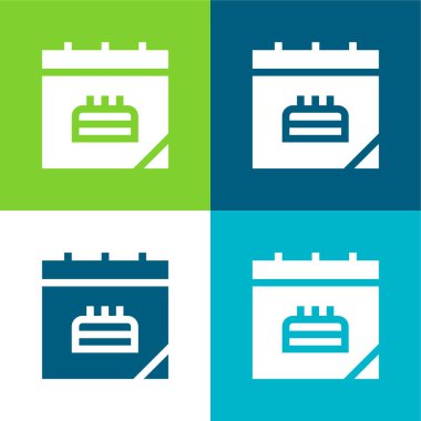 Doğum günü Düz Düz 4 Renk en az simge seti