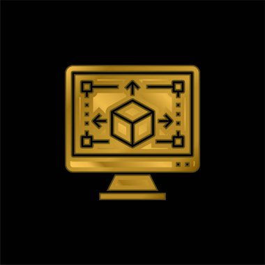 3d Altın kaplama metalik simge veya logo vektörü