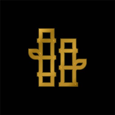 Bambu altın kaplama metalik simge veya logo vektörü