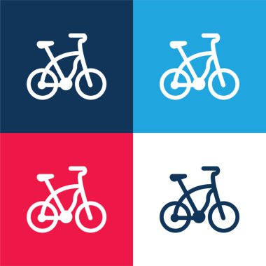 Bisiklet mavi ve kırmızı dört renk en az simge kümesi