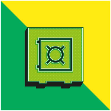 Banka Güvenlik Kutusu Yeşil ve Sarı 3D vektör simgesi