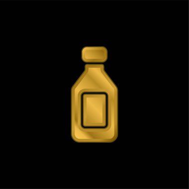 Şişe altın kaplama metalik simge veya logo vektörü