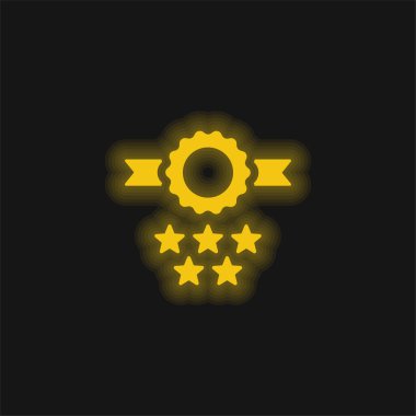 Rozet sarı parlak neon simgesi