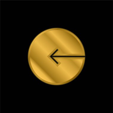 Sol Dairesel Düğme Oku Altın kaplama metalik simge veya logo vektörü