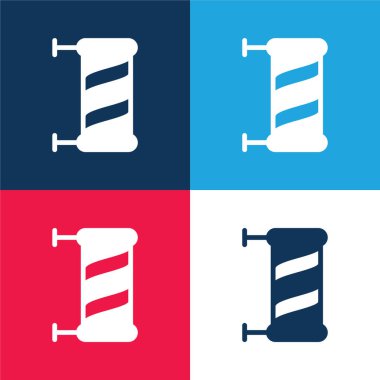 Berber mavisi ve kırmızı dört renk minimal simge kümesi