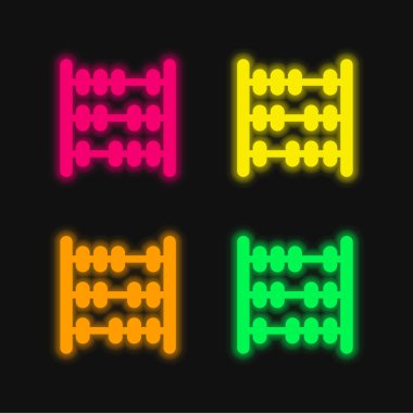 Abaküs dört renk parlayan neon vektör simgesi