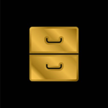 Altın kaplama metalik simge veya logo vektörünü arşivle