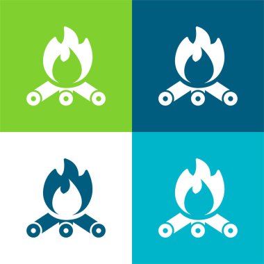 Bonfire Flat four color minimal icon set clipart