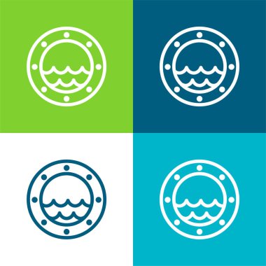 Tekne Penceresi Düz 4 renk en küçük simge seti