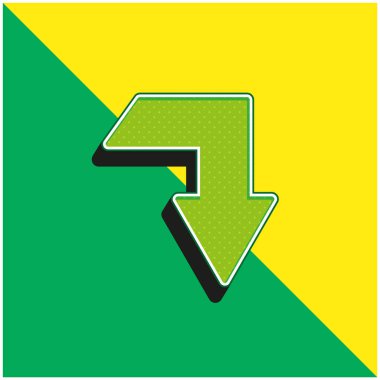 Arrow Down Kırık Açı Yeşil ve Sarı 3D vektör simgesi logosu