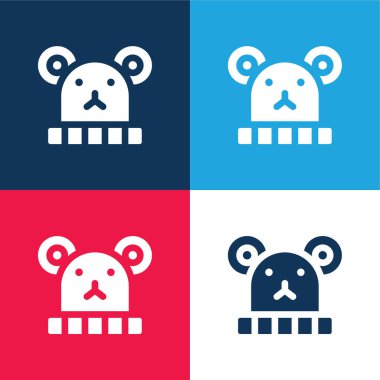 Bebek Şapkası mavi ve kırmızı dört renk minimal simge kümesi