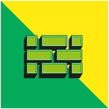 Brickwall Yeşil ve Sarı 3D vektör simgesi logosu