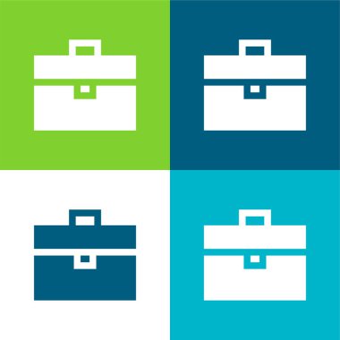 Evrak çantası Düz 4 renk minimal simgesi seti