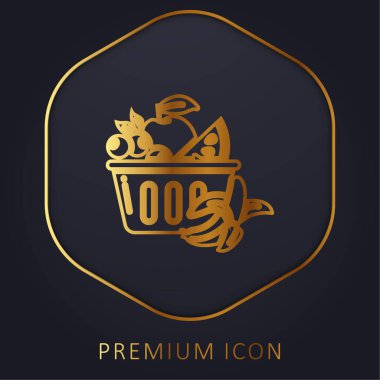 Sepet altın çizgi prim logosu veya simgesi