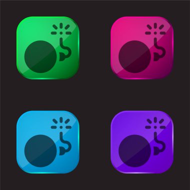 Bomba dört renkli cam düğme simgesi