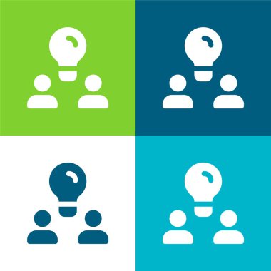 Beyin Fırtınası Düz 4 renk en az simge kümesi