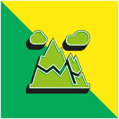 Alpler Yeşil ve Sarı modern 3D vektör simgesi logosu