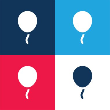 Balon mavi ve kırmızı dört renk minimal simge kümesi