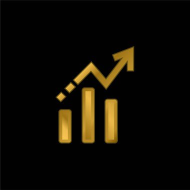 Çubuk Grafik Arayüzü Yükselen Sembol altın kaplama metalik simge veya logo vektörü