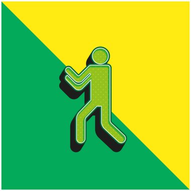 Boks Silueti Yeşil ve Sarı 3D vektör simgesi