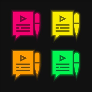 Parlayan dört renk neon vektör simgesini blogla