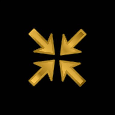 Ok Altın kaplamalı metalik simge veya logo vektörüne katıl