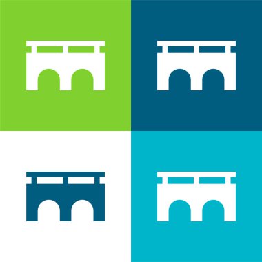 Köprü Düz 4 renk minimal simgesi seti