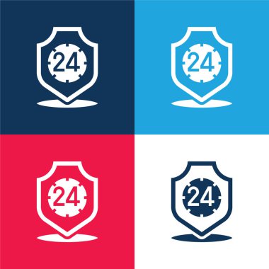 24 Saat mavi ve kırmızı dört renk en az simge kümesi