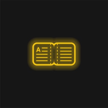 Kitap sarı parlak neon simgesi
