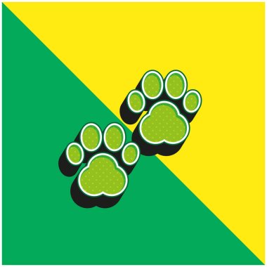 Hayvan İzleri Yeşil ve Sarı Modern 3D vektör simgesi logosu