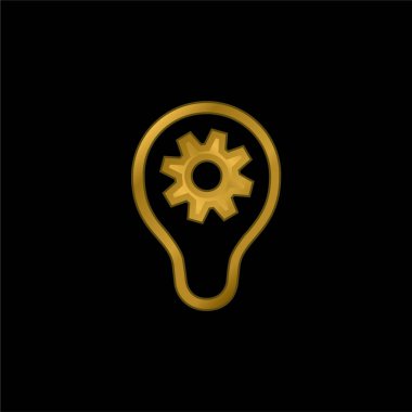 Altın kaplama beyin fırtınası metalik simge veya logo vektörü