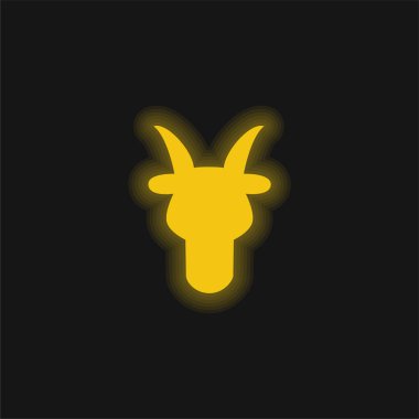 Aries Boğa Baş Ön Şekli Sembol Sarı parlak neon simgesi