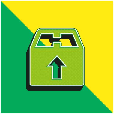 Kutu Yeşil ve Sarı Modern 3D vektör simgesi logosu