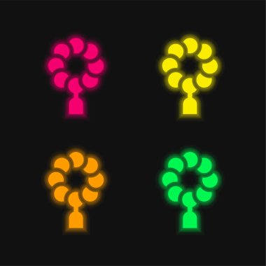 Dört renkli parlak neon vektör simgesi