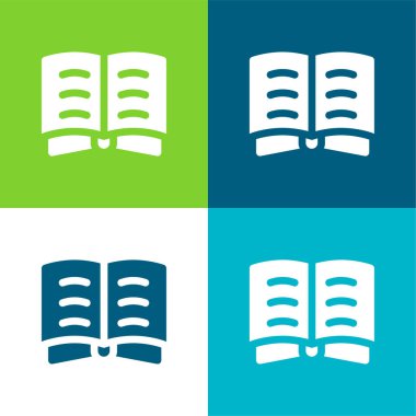 Kitap Düz 4 renk minimal simgesi seti