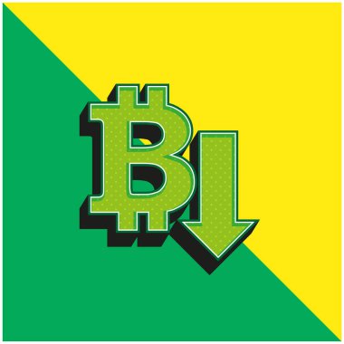 Bitcoin Down Arrow Green and yellow modern 3d vector icon logo clipart