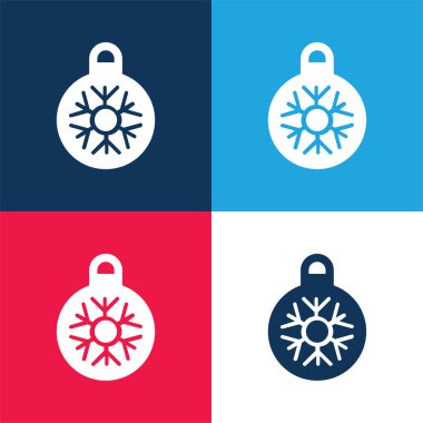 Bauble mavi ve kırmızı dört renk en düşük simge kümesi