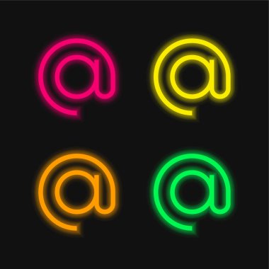 Parlayan dört renk neon vektör simgesinde