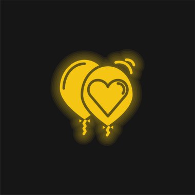 Balonlar sarı parlayan neon simgesi