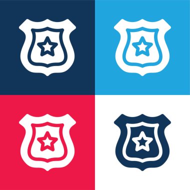 Badge blue and red four color minimal icon set clipart