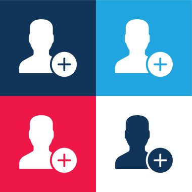 Kullanıcı mavi ve kırmızı dört renk minimal simgesi seti ekle