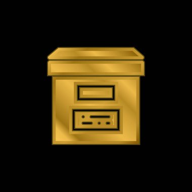 Altın kaplama metalik simge veya logo vektörünü arşivle