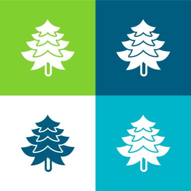 Big Pine Tree Shape Flat four color minimal icon set clipart