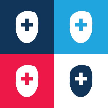 Profil Kullanıcı mavi ve kırmızı dört renk minimal simgesi seti ekle