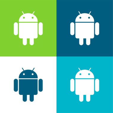 Android Logo Flat four color minimal icon set clipart