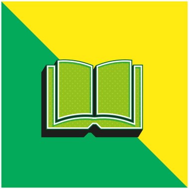 Kitap Yeşil ve Sarı Modern 3D vektör simgesi logosu